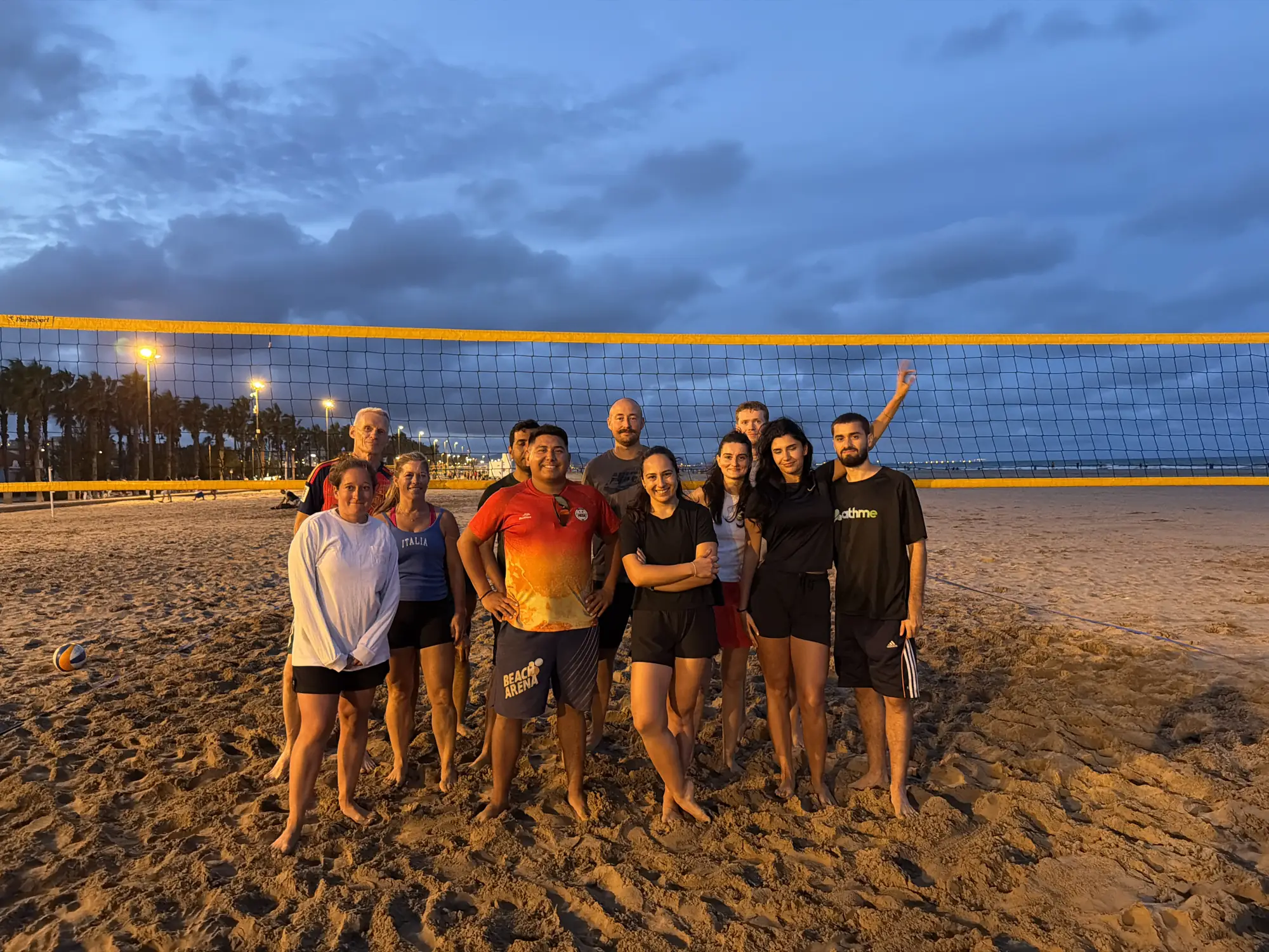 Players at an athme beach volleyball open day with partner MEDA in Valencia