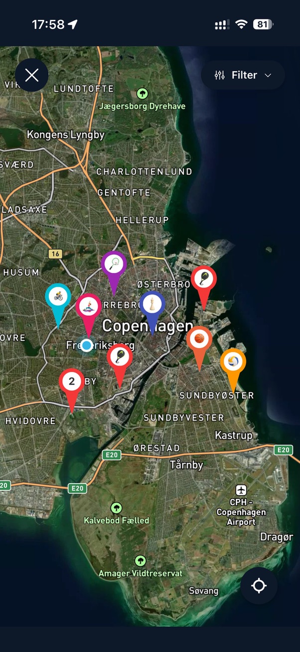 athme live map of sports events around the city
