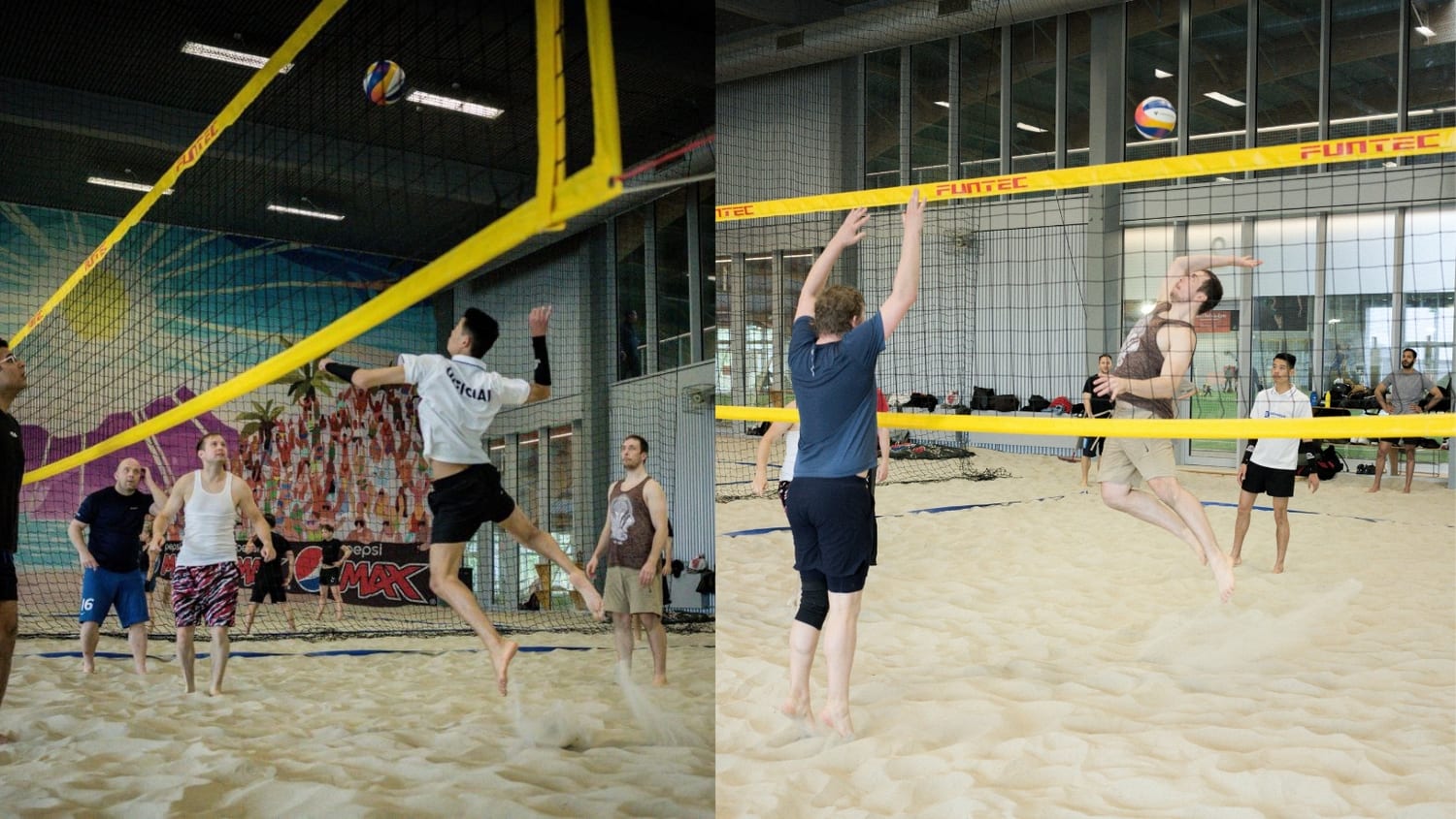 Friends playing volleyball and having fun - athme sports community